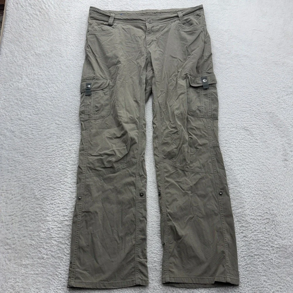 Kuhl Splash Straight Leg Cargo Pants Sage Green Womens 12 Short Hiking 6065